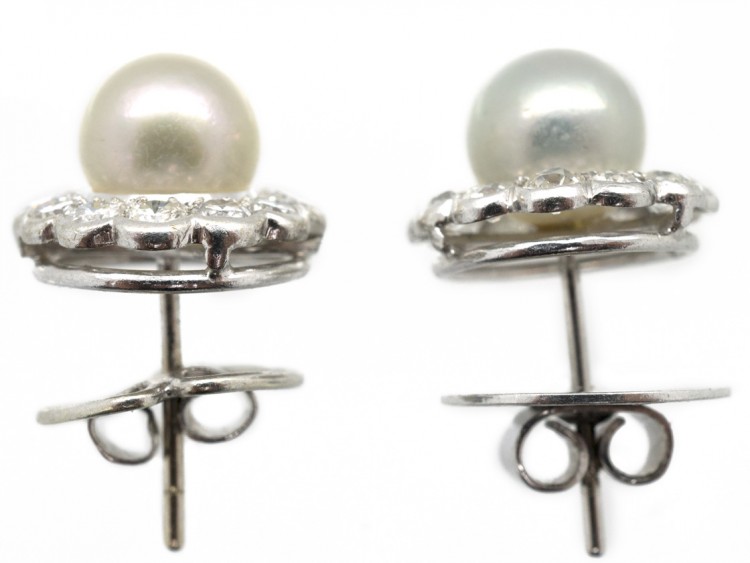 Diamond & Pearl Cluster Earrings