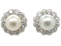 Diamond & Pearl Cluster Earrings
