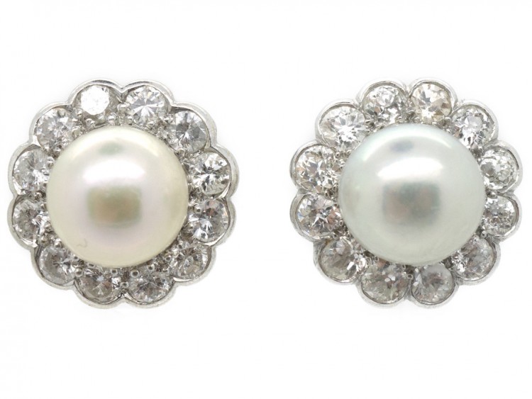 Diamond & Pearl Cluster Earrings