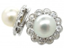 Diamond & Pearl Cluster Earrings