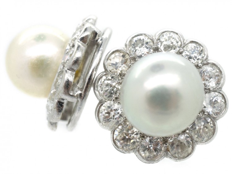 Diamond & Pearl Cluster Earrings