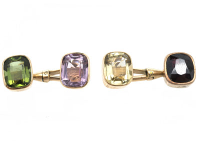 15ct Gold Multi Stone Cufflinks