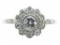 Edwardian Diamond Cluster Ring with Diamond Shoulders