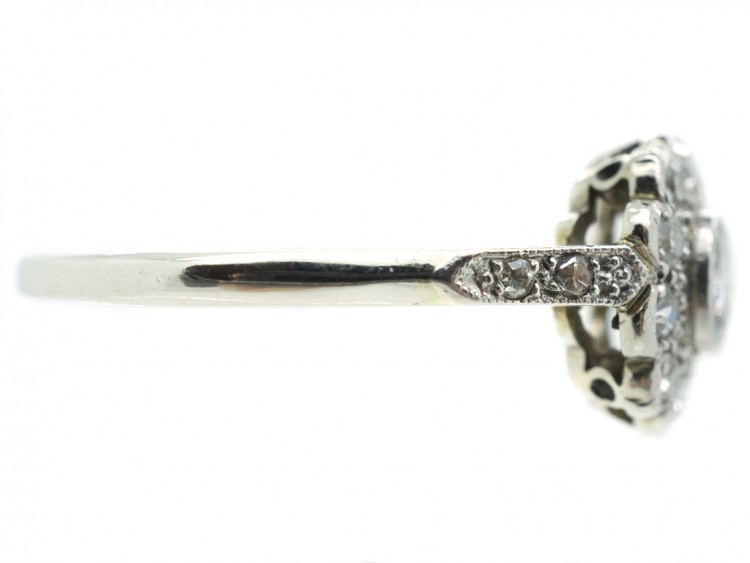 Edwardian Diamond Cluster Ring with Diamond Shoulders