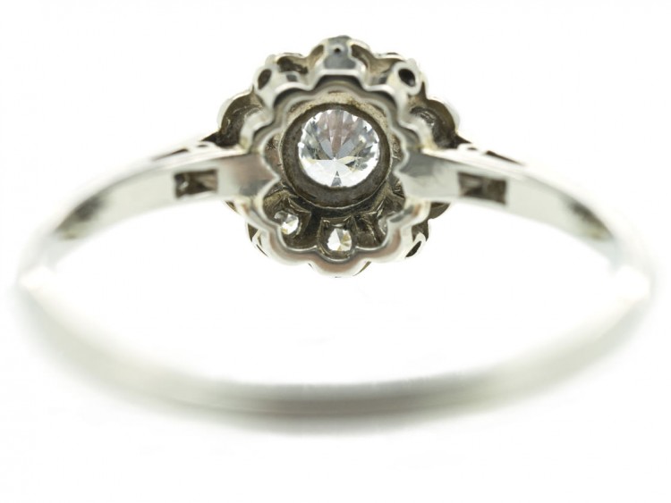 Edwardian Diamond Cluster Ring with Diamond Shoulders