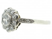 Edwardian Diamond Cluster Ring with Diamond Shoulders