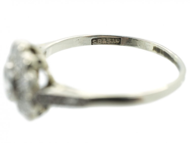 Edwardian Diamond Cluster Ring with Diamond Shoulders