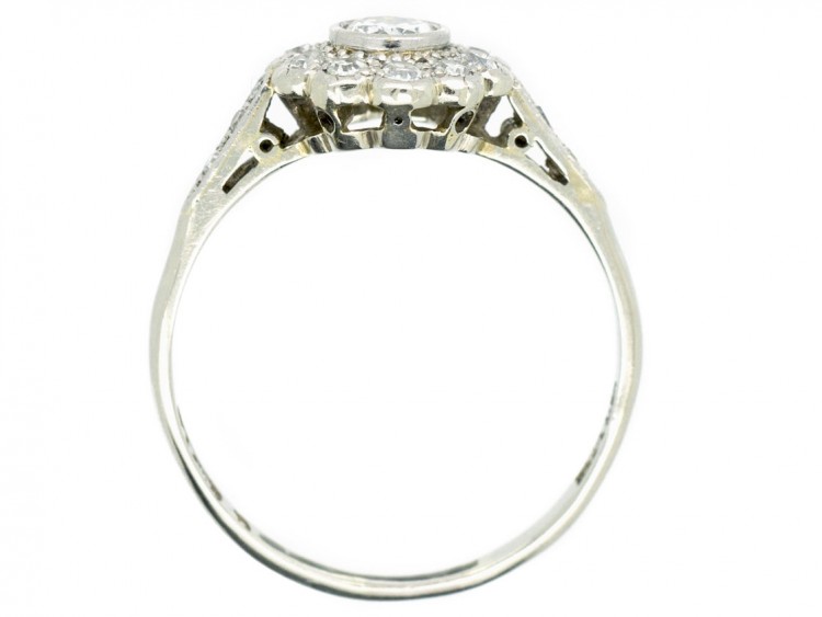 Edwardian Diamond Cluster Ring with Diamond Shoulders