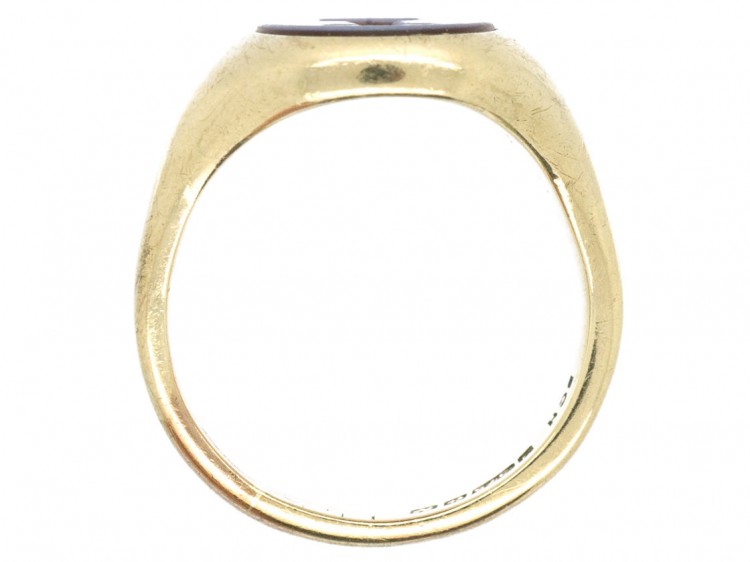 9ct Gold & Carnelian Intaglio of a Crest Signet Ring