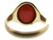 9ct Gold & Carnelian Intaglio of a Crest Signet Ring