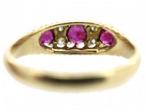 Edwardian 18ct Gold Three Stone Ruby & Diamond Ring