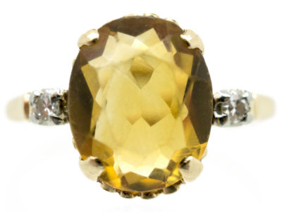 18ct Gold Citrine & Diamond Ring by Birks of Canada