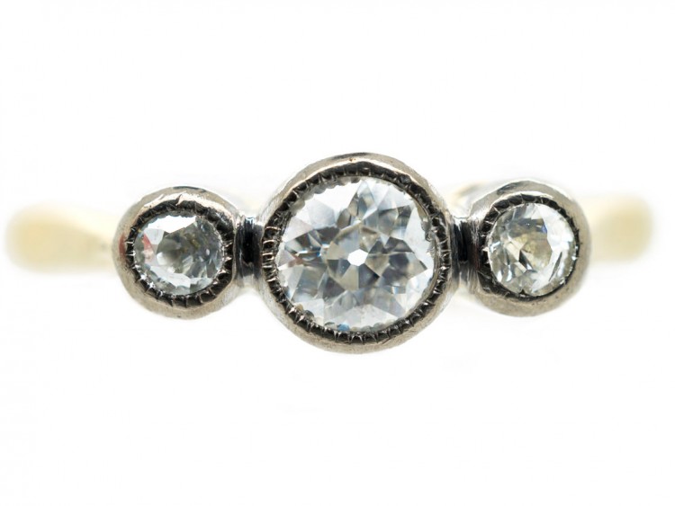 Edwardian 18ct Gold & Diamond Three Stone Ring