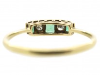 Art Deco Rectangular Cut Emerald & Diamond Ring