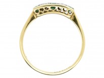 Art Deco Rectangular Cut Emerald & Diamond Ring