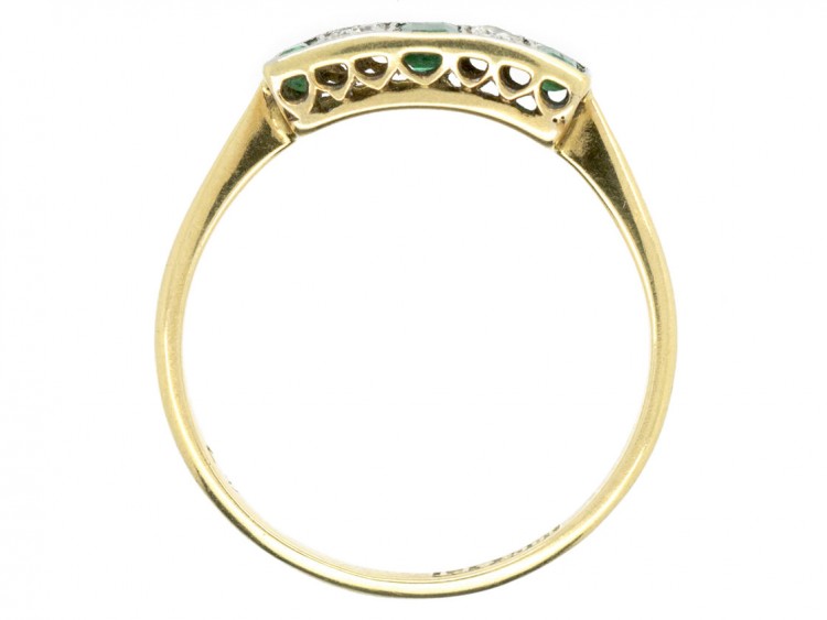 Art Deco Rectangular Cut Emerald & Diamond Ring