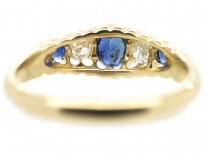 Victorian 18ct Gold Sapphire & Diamond Five Stone Ring