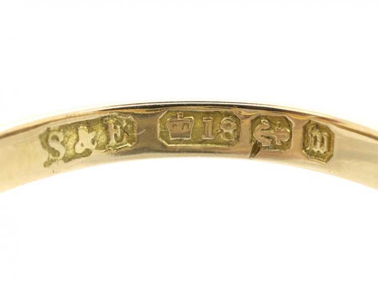 Victorian 18ct Gold Sapphire & Diamond Five Stone Ring