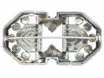 Art Deco Silver, Marcasite & Yellow Paste Brooch