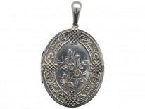 Victorian Silver Locket with Silk of Madonna Inside
