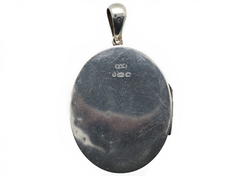 Victorian Silver Locket with Silk of Madonna Inside