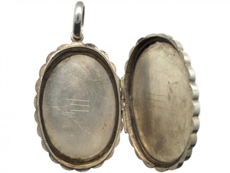 Victorian Silver & Gold Overlay Locket with Butterfly & Branch Motif