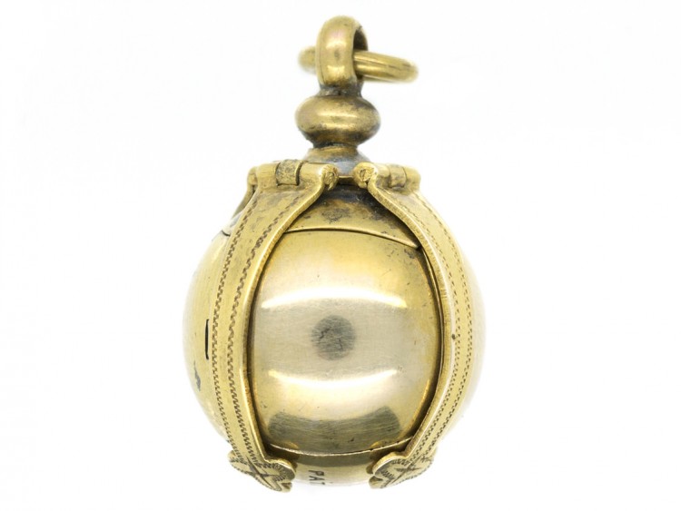 Edwardian Masonic 9ct Gold & Silver Ball Opening Pendant
