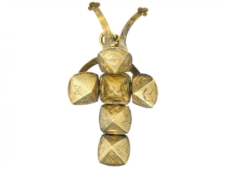 Edwardian Masonic 9ct Gold & Silver Ball Opening Pendant