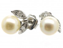18ct White Gold, Diamond ​& Pearl Earrings