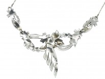 Silver Art Deco Marcasite Bow Necklace