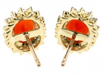 Fire Opal & Diamond Earrings