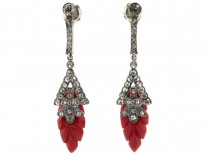 Art Deco Silver, Paste & Bakelite Earrings