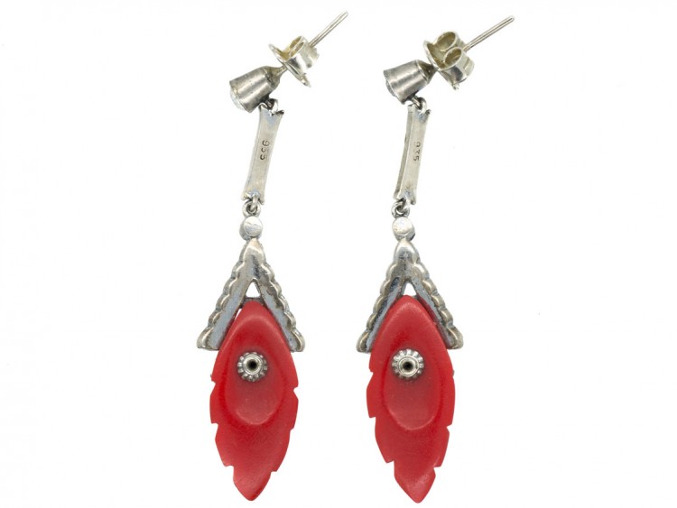 Art Deco Silver, Paste & Bakelite Earrings