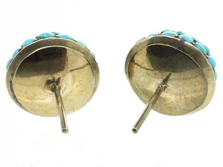 Victorian Round Pave Set Turquoise Earrings