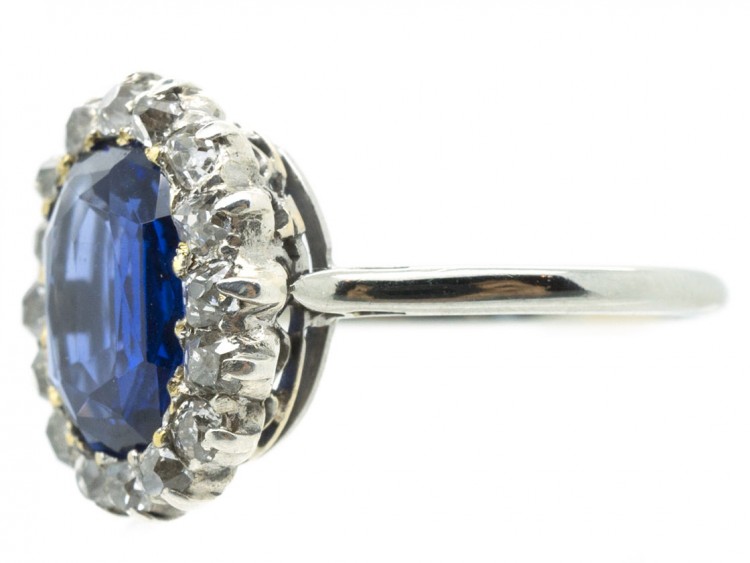 Oval Sapphire & Diamond Cluster Ring