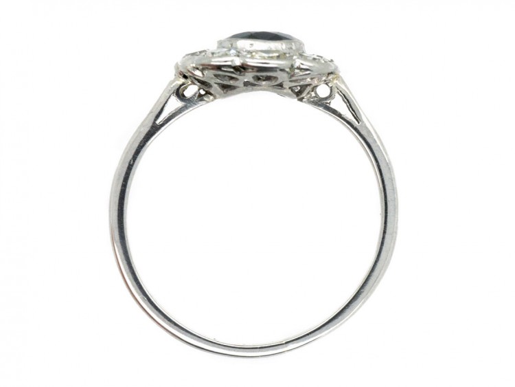 Edwardian Sapphire & Diamond Oval Cluster Ring