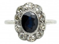 Edwardian Sapphire & Diamond Oval Cluster Ring