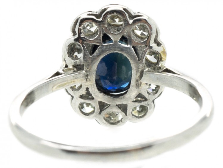 Edwardian Sapphire & Diamond Oval Cluster Ring