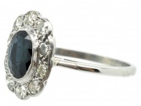 Edwardian Sapphire & Diamond Oval Cluster Ring