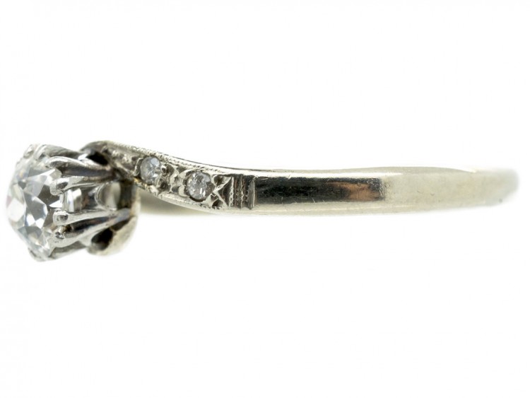 18ct & Platinum Solitaire Diamond Twist Ring