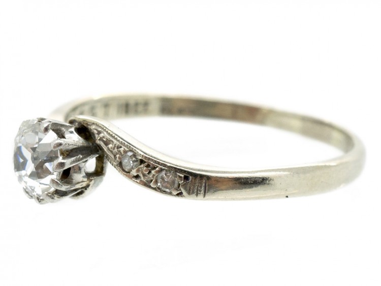 18ct & Platinum Solitaire Diamond Twist Ring