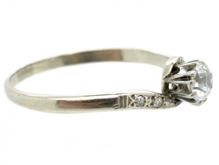 18ct & Platinum Solitaire Diamond Twist Ring