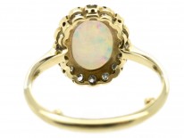 Edwardian 18ct Gold Opal & Diamond Cluster Ring