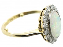 Edwardian 18ct Gold Opal & Diamond Cluster Ring