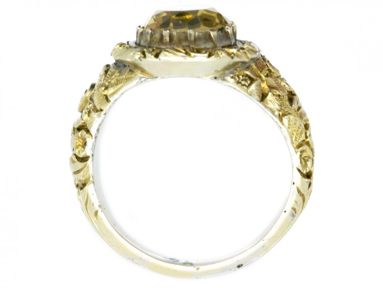 Large 18ct Gold Georgian Foiled Citrine Ring