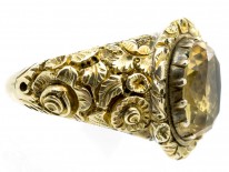 Large 18ct Gold Georgian Foiled Citrine Ring