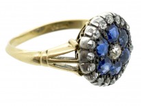 Edwardian 18ct Gold Sapphire & Diamond Cluster Ring