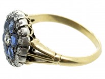 Edwardian 18ct Gold Sapphire & Diamond Cluster Ring