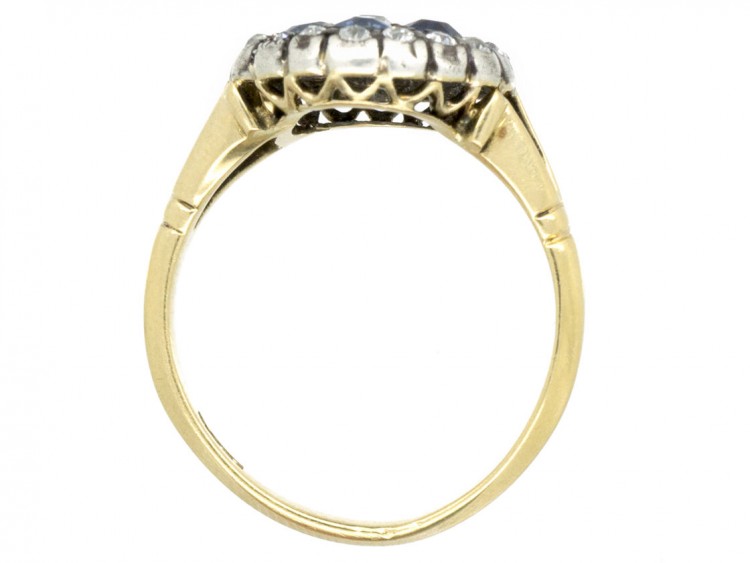 Edwardian 18ct Gold Sapphire & Diamond Cluster Ring