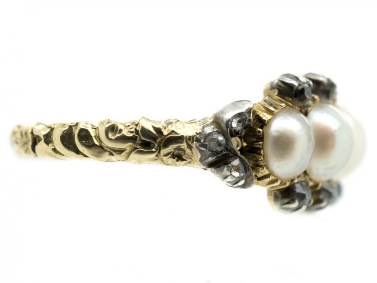 Regency Natural Pearl & Diamond Ring